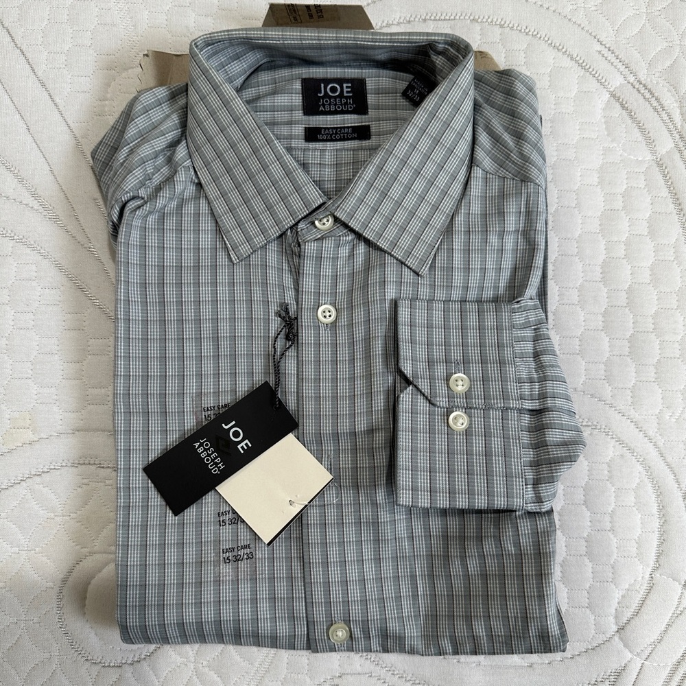 Men’s Joe Joseph Abboud Ocean Stripe Dress Shirt Size 15 32/33
